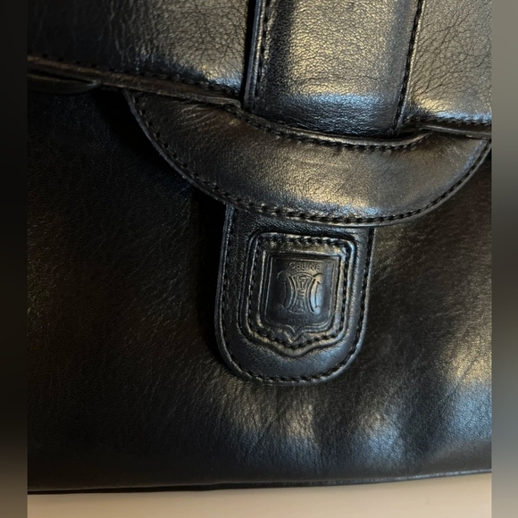 Vintage Circa 1980s Celine Black Leather Clutch With Tags - Picture 3 of 9